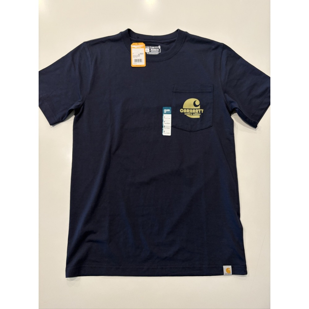 Carhartt Super Dux Archive Edition T-Shirt Mens Small Navy Relaxed Fit TK7533-M